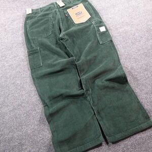 Levis Pants 36x32 Green 568 Loose Straight Carpenter Corduroy Baggy Wide 14729